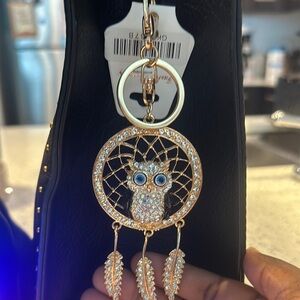 Gold Owl Dreamcatcher Keychain or bag charm